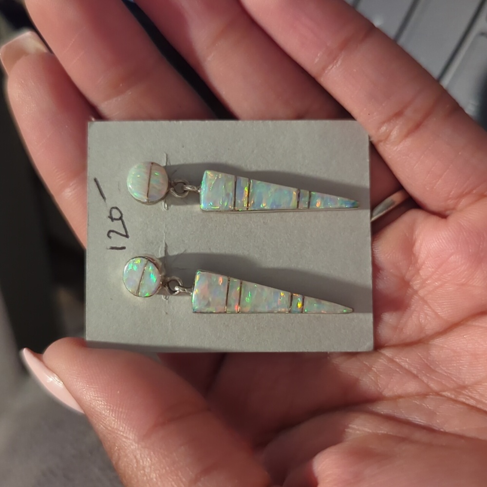 White Opal dangle earrings
